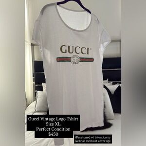 Gucci White Tee with Iconic Stripe Logo